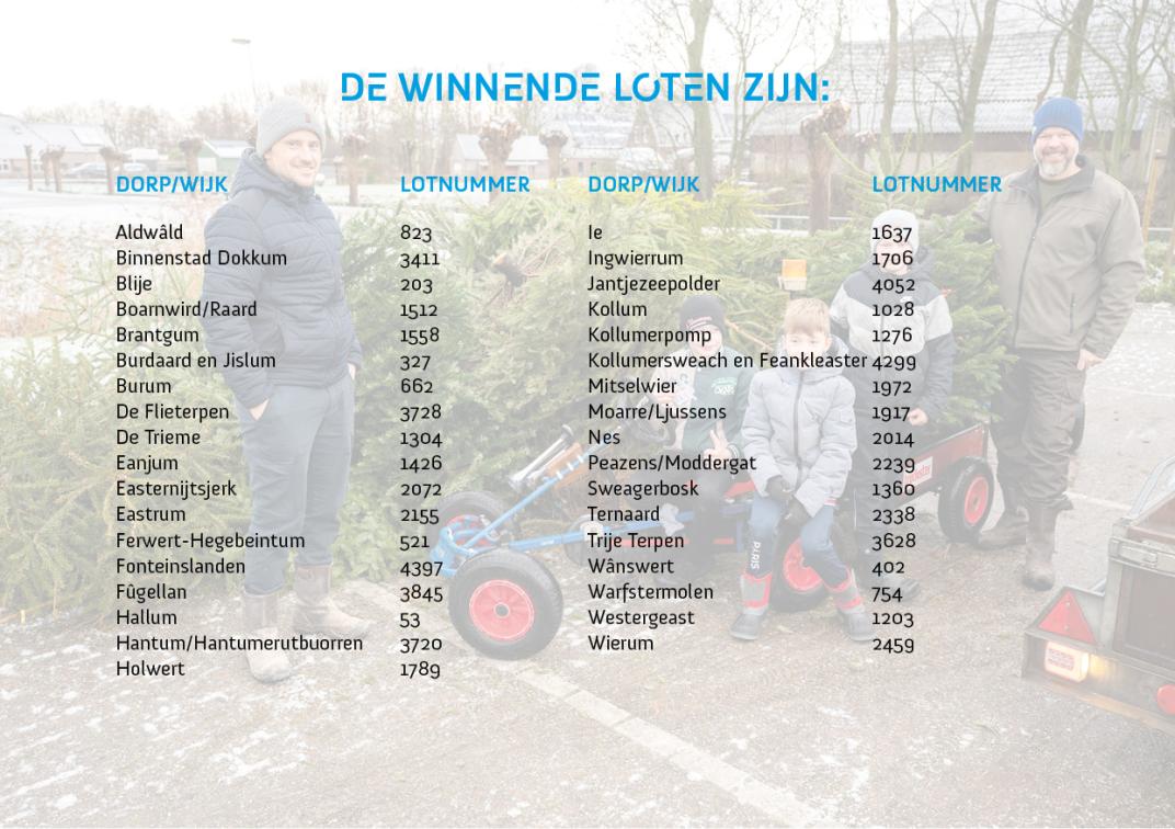 Winnende loten kerstbomenactie