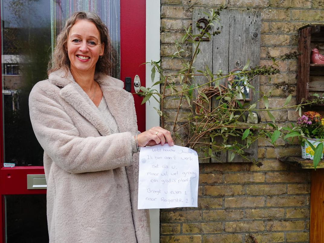 Briefje bewoner actie wethouder Hanneke Jouta